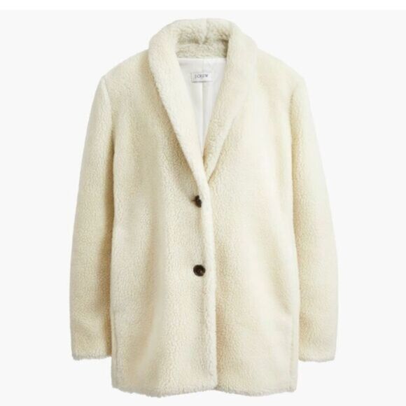 J. Crew Cream Teddy Fleece Jacket - Picture 1 of 6